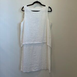 Pure Jill Linen White Dress Sleeveless Women's Med Sleeveless Layered NWT Spring